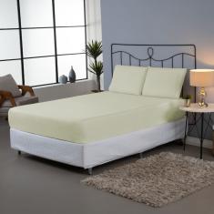 Jogo Lençol Queen 3 Peças Percal 140 Fios Liso Algodão