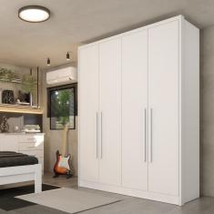Guarda Roupa Solteiro 4 Portas 2 Gavetas Dinamarca Tcil - Neve