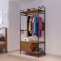 guarda-roupa closet oasis 1 pt preto e nature