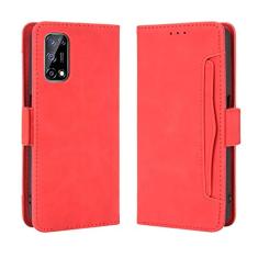 Capa com compartimento para cartão para Oppo Realme V5 5G, capa flip carteira com suporte de couro para Oppo Realme V5 5G, capa magnética retrô para celular, capa carteira com compartimentos para