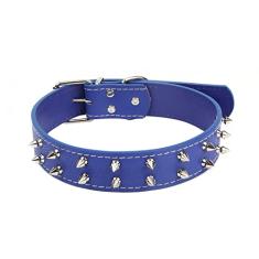 Coleira de cachorro com rebites fivela ajustável couro PU coleiras chiques para cães de médio e grande porte