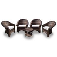 Conjunto de Poltronas Fibra Sintética Berlim - 4 Poltronas + 1 Mesa Ce