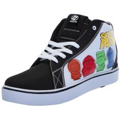 HEELYS Tênis masculino de salto médio Racer, Preto/branco/amarelo, 41