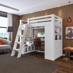 Cama Office Adulto Multifuncional com 6 Gavetas e Escrivaninha Micenas