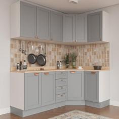 Cozinha Modulada 6 Peças com Tampo 3 Aéreos 6 Portas e 3 Balcões Arizo