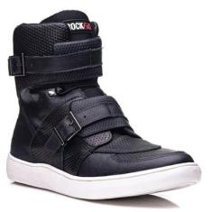 Tênis Masculino Cano Alto RockFit Ramones Couro Fivelas-Masculino