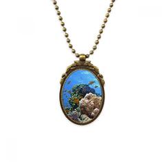 DIYthinker Colar vintage com pingente de contas vintage com imagem da natureza de coral de peixe oceano