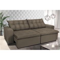 Sofá Retrátil e Reclinavel Oklahoma 2,12 Mts Com Molas e Pillow no Assento Tecido Suede Castor - Cama InBox