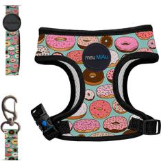 Conjunto Peitoral Style Mesh e Guia Donuts para Gatos - Tam. Único