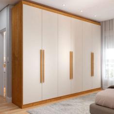 Guarda-Roupa Casal Madalena 6 Portas 4 Gavetas 100% Mdf Peroba/Off White - Panorama Móveis