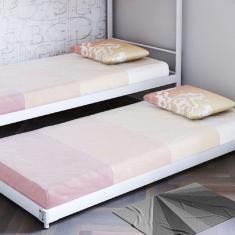 Cama Inferior/Auxiliar em Aço 90cm x 190cm Branco