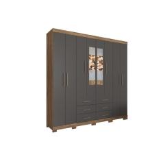 Guarda Roupa Casal 8 Portas E 6 Gavetas C- Espelho E Pés Liverpool Atacama-grafitte - Santos Andirá