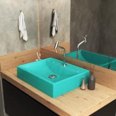 Kit Cuba RT49 com Válvula Click 1 Polegada G e Sifão Pvc e Flexível Compace Azul Turquesa