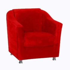 Poltrona Decorativa Tilla Pés Cromado Suede Vermelho - DS Móveis