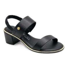 Sandália Beira Rio Salto Bloco Napa Feminina Preta, Preto, 36