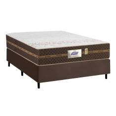 Cama Box Casal Colchão Molas Flora Marrom 138x188x60cm Marrom / Branco