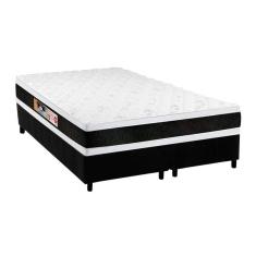 Cama Box King: Colchão Espuma Castor D45 Black E White Double Face + Base Crc Suede Black(193X203)
