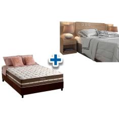 Cama Box Casal Crc + Colchão Molas Classic + Cabeceira Plus Atacama