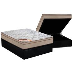 Cama Box Baú Casal Kit Colchão Molas Bonnel Revolution Suede Preto 138x188 Colchões Colchões Castor