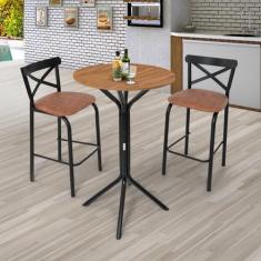 Conjunto Bistrô Tampo 0,65m Redondo com 2 Banquetas Tubo Paris - Cipla