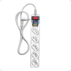 Filtro de Linha iCLAMPER Energia 5 com Proteção contra Surtos Elétricos(DPS) LCF 5 Tomadas, 3 Pinos, 10 Amperes para PC, Notebook, Monitor, Impressora, PS5, Alexa etc, Bivolt, Cabo de 1m Transparente