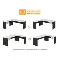 Mesa Para Escritório Em L 1,60x1,60m Tampo E Pés 30mm C-gav. Nogal C-preto ônix