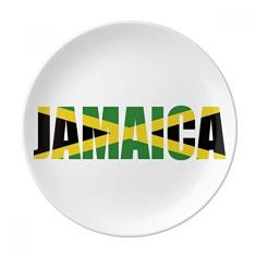 Prato de sobremesa com nome da bandeira Jamaica de porcelana decorativa de 20,32 cm para jantar em casa