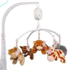 Mobile Para Berço De Bebe Musical Giratório Safari Rosa