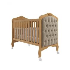 Berço Mini Cama 100 % Mdf Com Capitone Harmonia Permobili Nature/Bege Nature/Branco