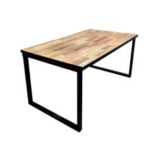 Mesa Industrial Apolo Madeira Maciça Taúri de Marchetaria 1,80 com Ferragem Preta