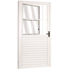 Kit com 2 Portas Social Palheta de Alumínio 210 X 80cm Linha 25 Lado Direito Esquadrias Bergame Branco