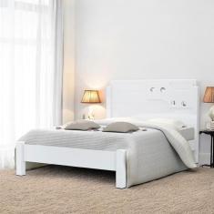 Cama Casal com Aplique Espelho Colônia Branca