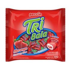 Bala Mastigável Morango Tri Bala Peccin - 500g