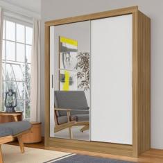 Guarda Roupa Solteiro Com Espelho Nanda 2 Pts Boreal/branco - M. Arapongas Boreal/branco