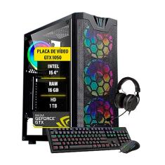Computador Gamer i5 GTX1050 16gb HD 1Tb SSD 480Gb Fonte 500W