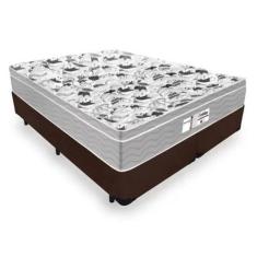 Cama Box Queen 158 Tecido Sintético Marrom com Colchão de Molas Ensacadas - Probel Evolution 72x158x198