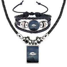 Céu Cinza Nuvens Brancas Art Deco Presente Fashion Colar Pulseira Conjunto de Joias