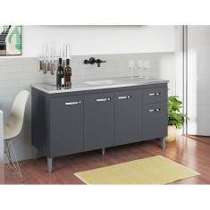 Balcão Gabinete de Pia Gabriela 150cm Cinza S/Tampo - AJL Móveis