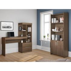 Conjunto Para Escritório 2 Peças Com Mesa E Armário Branco No