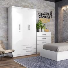 Guarda Roupa 3 Portas 2 Gavetas Açaí Henn