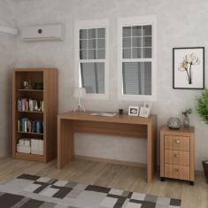Kit 3 Peças Com Escrivaninha, Gaveteiro E Estante Espresso Mó