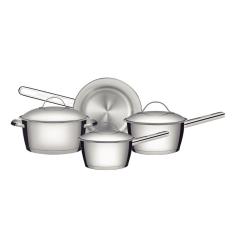 Jogo De Panelas Allegra Em Aço Inox Com Fundo Triplo E Tampas De Inox 4 Peças - Tramontina