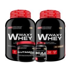 KIT - 2x Whey Protein Waxy Whey 2kg + Glutamina 500g + BCAA 4800 120 Cápsulas - Bodybuilders-Unissex