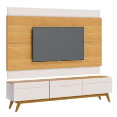 Rack Com Painel Classic 3g Nature Com Off White - Imcal Móveis