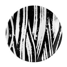 Prato de textura de linha vertical escovado decorativo de porcelana Salver louças de jantar