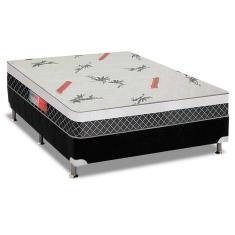 Cama Box Casal: Colchão Ortopédico Plumatex D28/EP Anatômico Falcon Ultra Firme + Base CRC Suede Black(138x188)