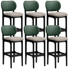 Kit 6 Banquetas Alta Betta Preto Facto Verde Linho Bege