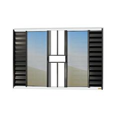 Janela Veneziana Confort 6 Folhas com Grade Vidro Reflex 100cm x 150cm Brimak Mix Preto