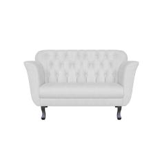 Namoradeira Decorativa Dália Couro Branco 2 Lugares Pés Madeira Ms Decor