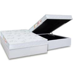 Cama Box Baú Casal: Colchão Espuma D33 Castor Sleep Max Relax + Base CRC Courano White(138x188)